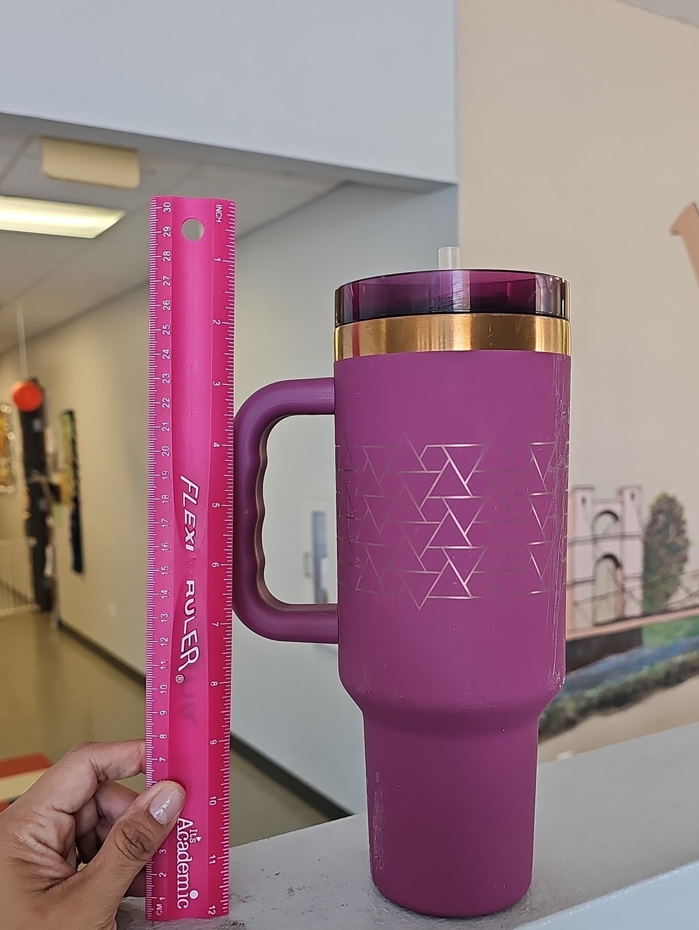 Insulated Travel Mug with Handle - Plum